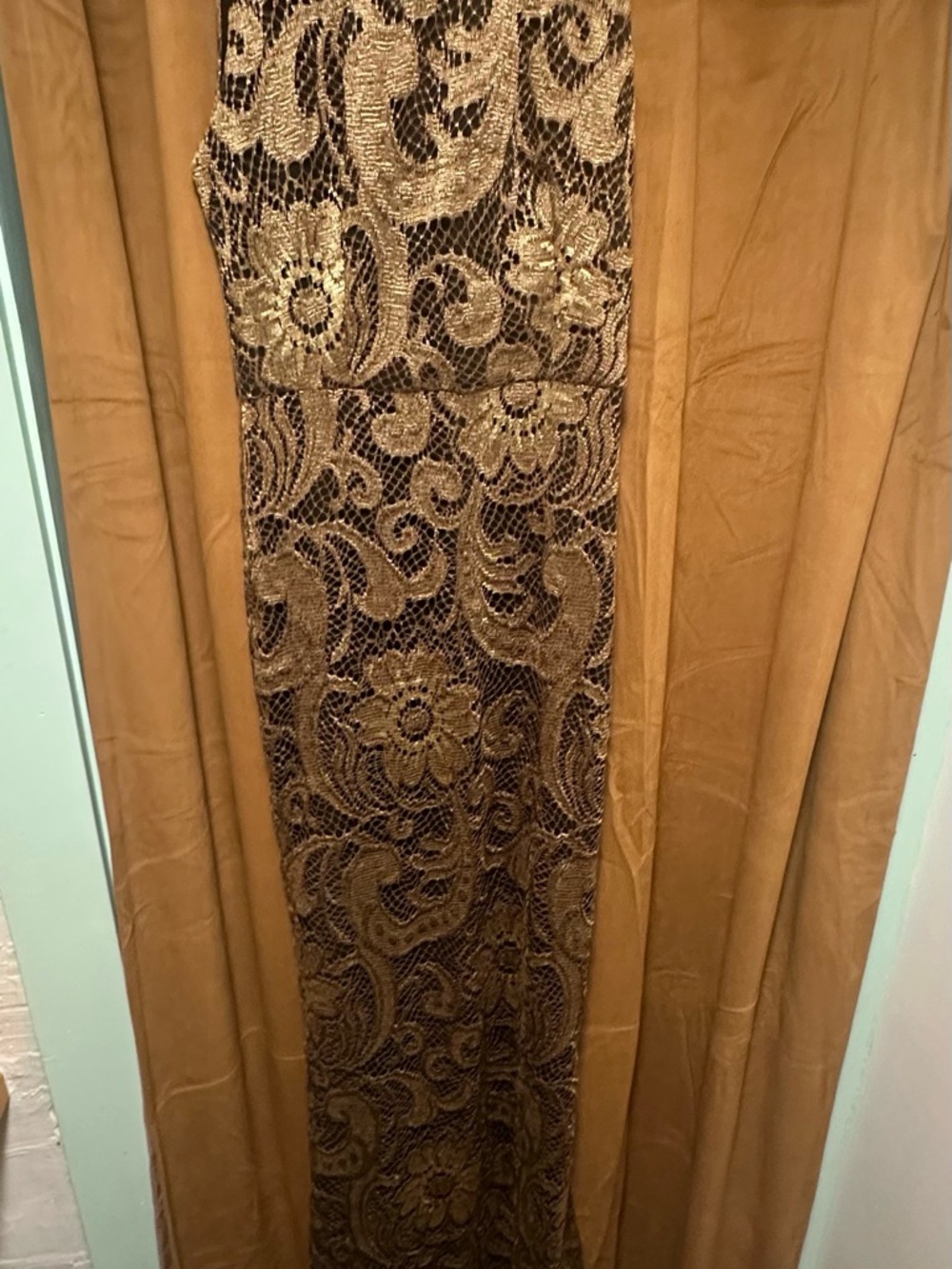 Alice + Olivia Gold and Black Lace Dress